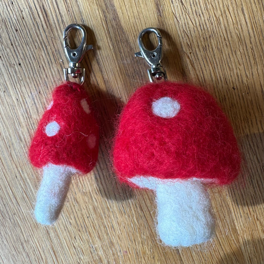 Felted Mushroom Keyring