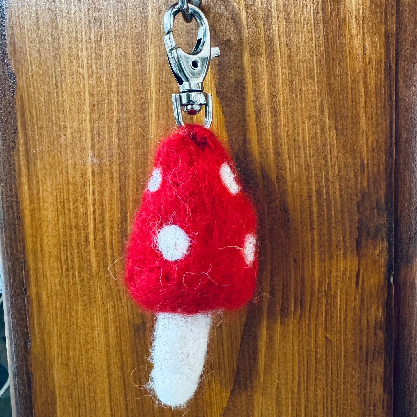 Felted Mushroom Keyring