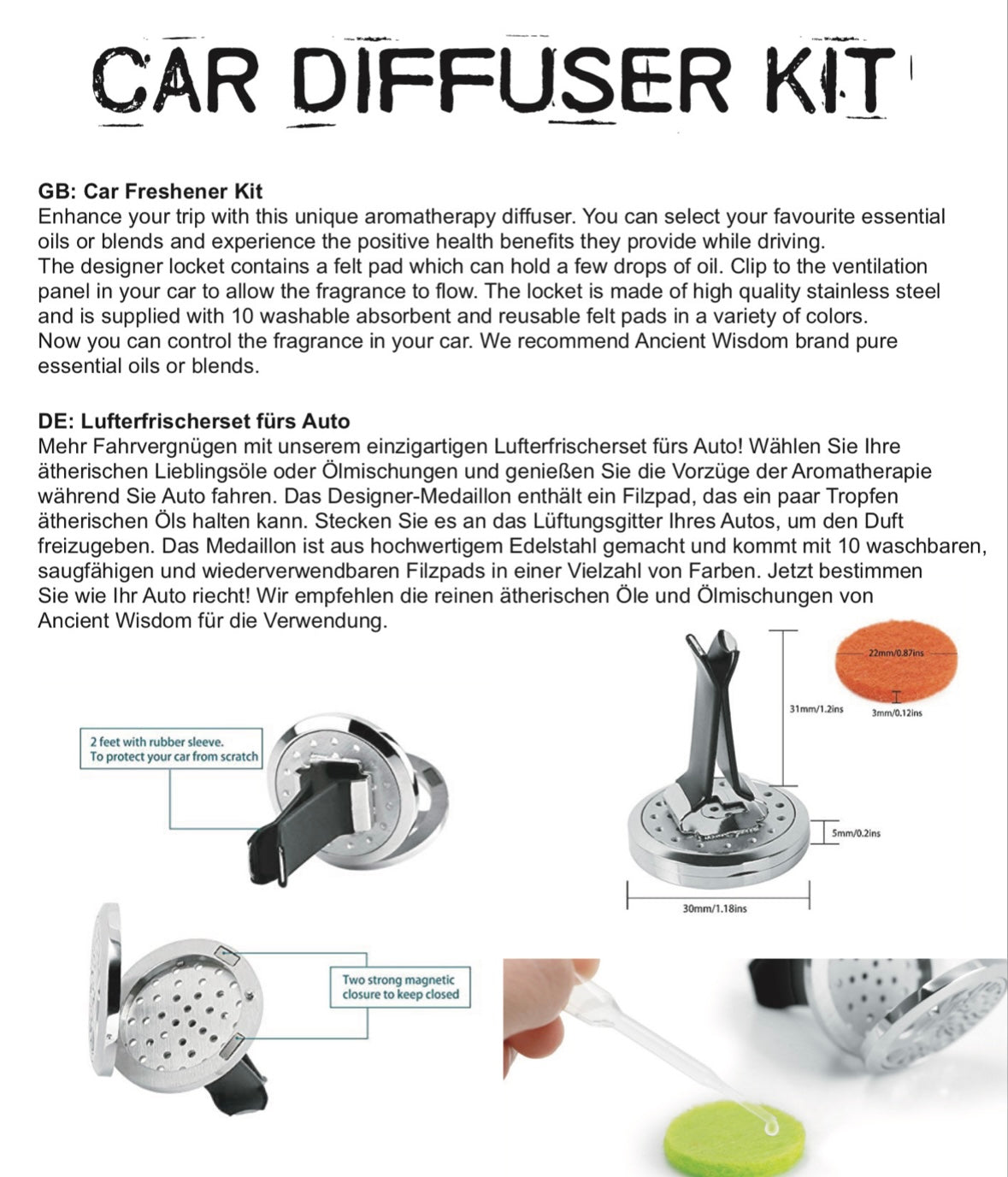 Aromatherapy Car Diffuser Kit - 7 Designs Available