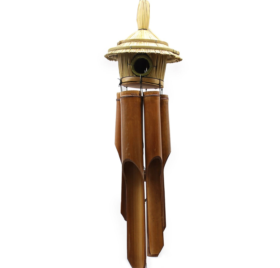 Round Seagrass Bird Box with Chimes