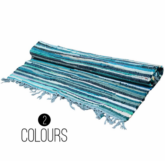 XL Cotton Room Rag Rug - 150x200cm Aqua or Yellow