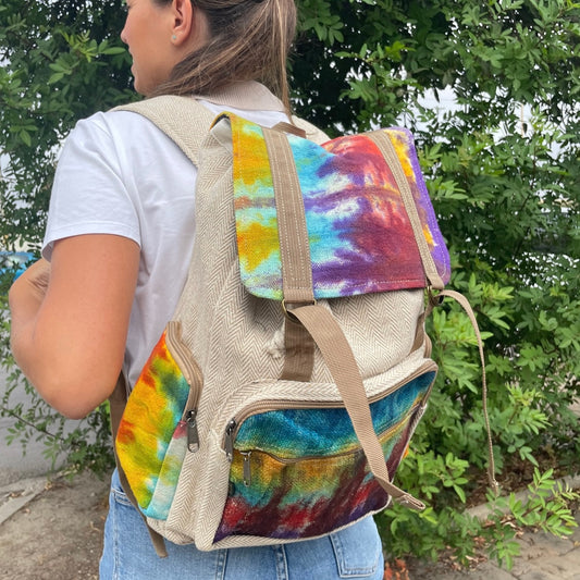 Tie-dye Hemp Large Square Backpack