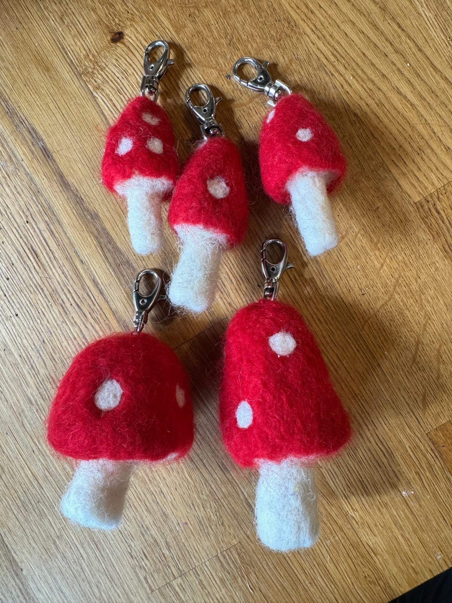 Felted Mushroom Keyring