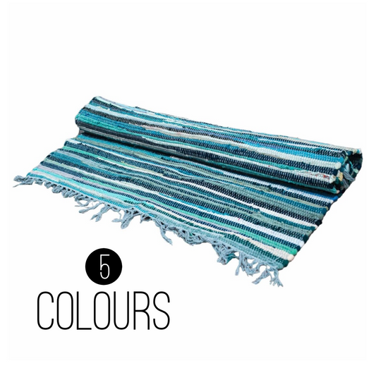 Large Cotton Room Rag Rug - 150x90cm 5 Colours Available