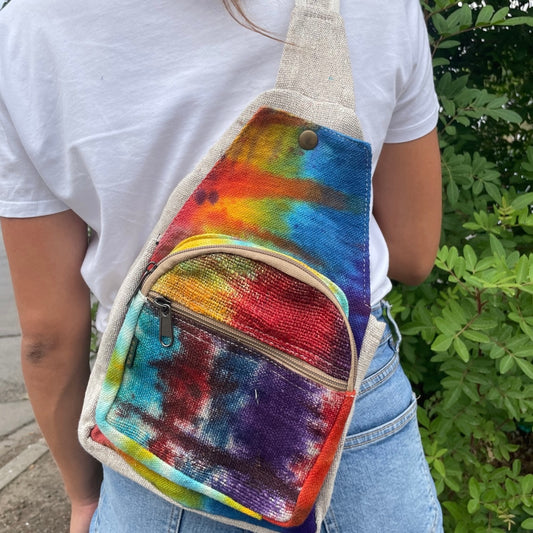 Tie-dye Hemp Sling Shoulder Bag