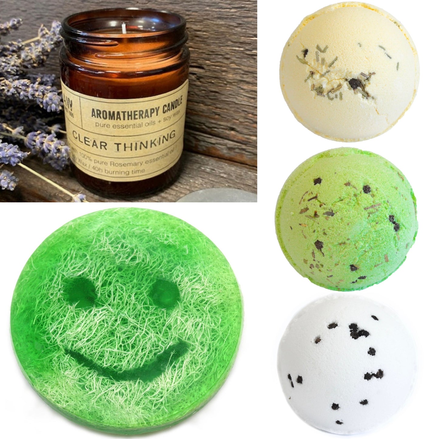 Relaxing Bath Bomb, Soap & Candle Set