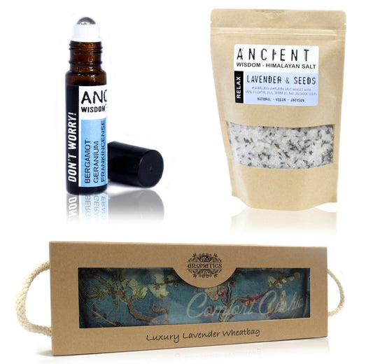 Bath Salts, Roll-on Blend and Wheat Bag Set