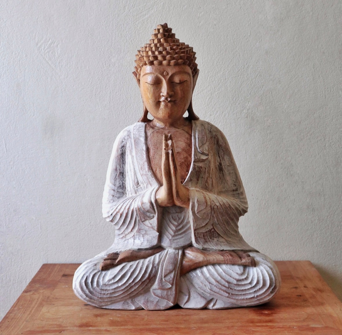 Buddha Statue Whitewash - 40cm Welcome