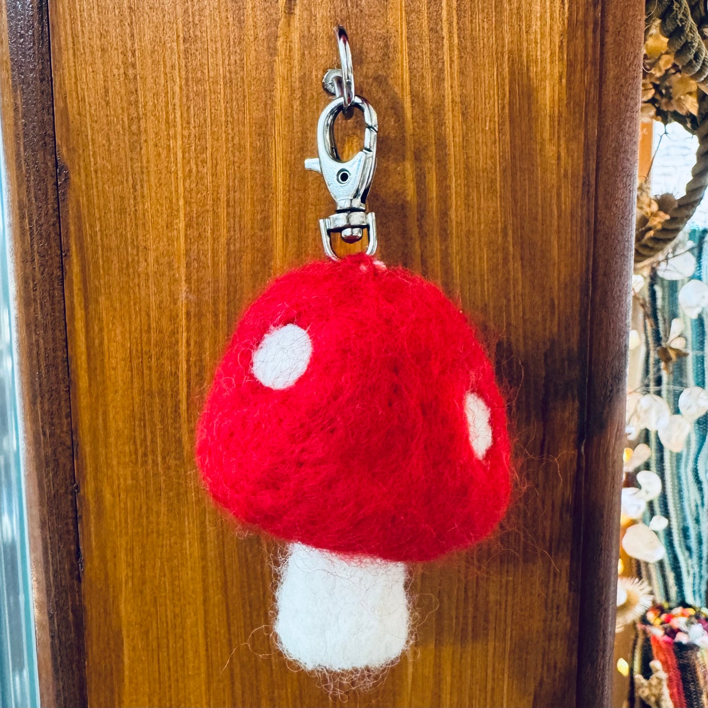 Felted Mushroom Keyring