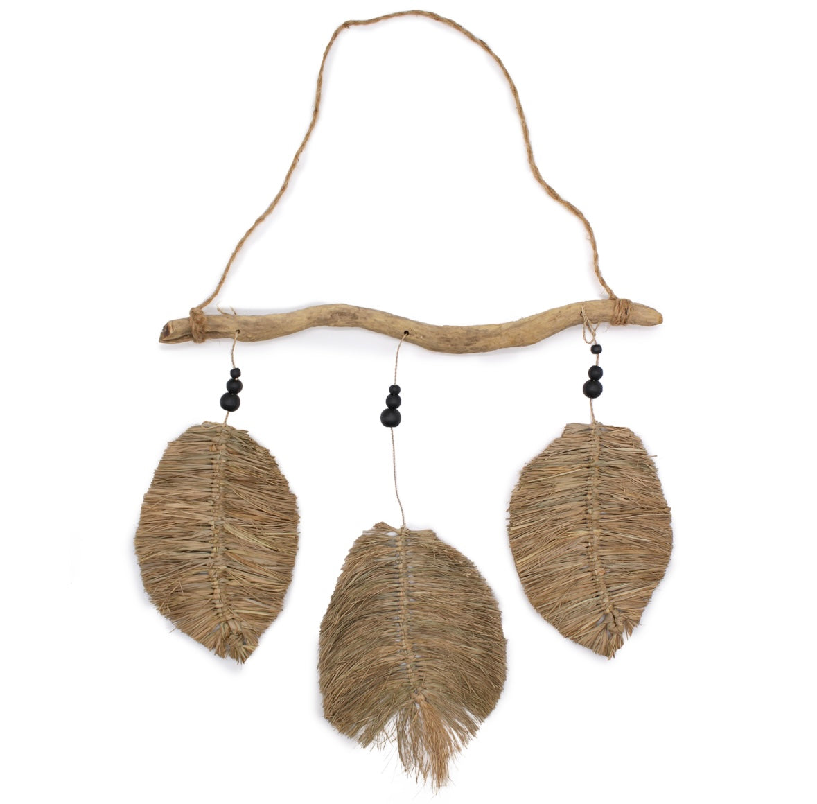 Driftwood & Three Piece Raffa Leaves Wall Art